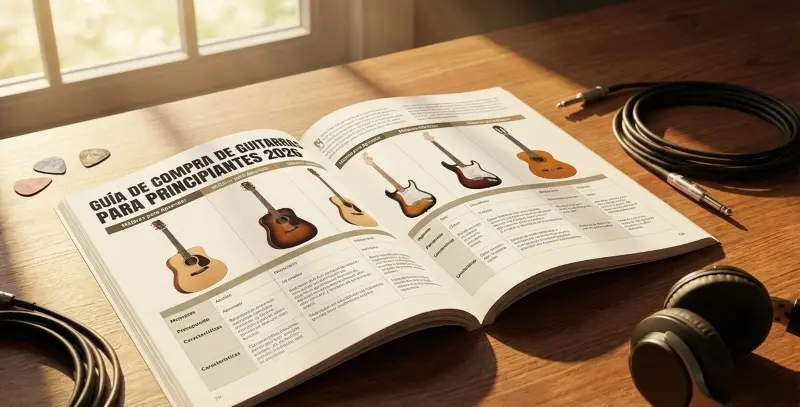 imagen guía de compra principiantes que guitarra comprar 2026